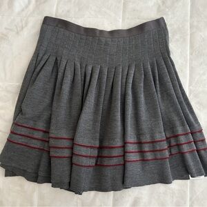 Anne Fontaine Noly thick sweater skirt in gray plaid pleated style